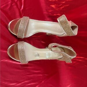 Women's Rose Gold Embellished Open-Toe Sandals